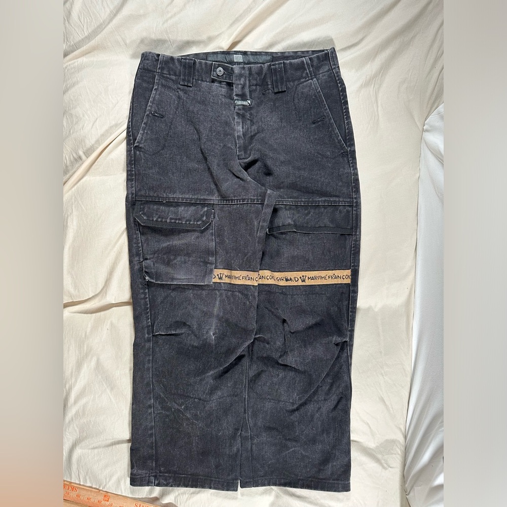 Marithe Francois Girbaud Black And Gold Baggy Cargo Black Denim Y2K 34M 34x28